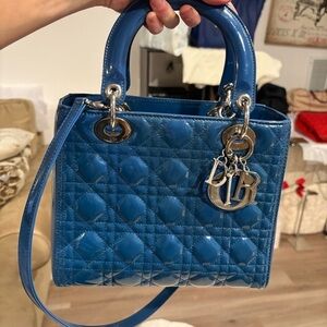 Dior Lady bag blue patent leather BEAUTIFUL possible trade